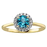Echtgold Ring Gold 14K Blauer Topas Labor Diamant