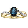 Gouden Ring Goud 14K Blauwe topaas Laboratorium diamant