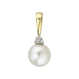 Genuine gold necklace 14K gold Lab grown diamond Akoya pearl