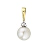 Genuine gold necklace 14K gold Lab grown diamond Akoya pearl