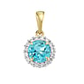 Genuine gold necklace 14K gold Blue Topaz Lab grown diamond