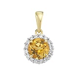 Collana in oro vero Oro 14 Kt Citrino giallo Diamante da laboratorio