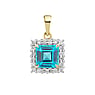 Genuine gold necklace 14K gold Blue Topaz Lab grown diamond