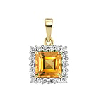 Echtgold Halsschmuck mit Gelber Citrin und Labor Diamant. Karat:0,2ct. Breite:9,5mm. se Quer-Durchmesser:2,66mm. se Lngs-Durchmesser:4,5mm. Stein(e) durch Fassung fixiert. Glnzend.