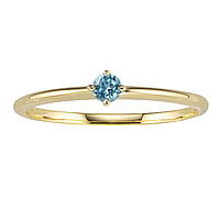 Echtgold Ring mit Blauer Topas. Breite:3mm. Stein(e) durch Fassung fixiert. Glnzend.