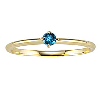 Echtgold Ring mit Blauer Topas. Breite:3mm. Stein(e) durch Fassung fixiert. Glnzend.