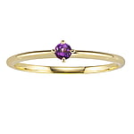 Gold ring with 14K gold and Amethyst. Width:3mm. Stone(s) are fixed in setting. Shiny.