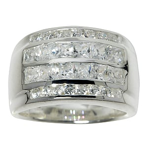 Silver ring Silver 925 zirconia Stripes Grooves Rills