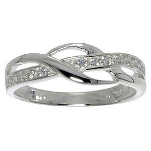 Bague en argent avec zirconium Argent 925 Zircon Vague Onde Lame