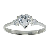 Zilveren-ring met Zirkonia. Breedte:6,5mm. Steen/stenen met vatting gefixeerd. Glanzend.  hart liefde Love liefde