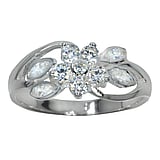 Bague argent Argent 925 Cristal Fleur Feuille Motif_floral