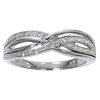 Silver ring with zirconia. Width:7mm. Shiny.  Eternal Loop Eternity Everlasting Braided Intertwined 8 Wave