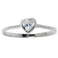 Silver ring with zirconia. Width:6mm. Shiny.  Heart Love