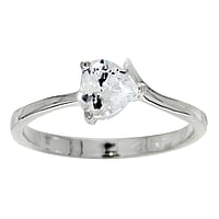 Silver ring with Crystal. Width:7mm. Stone(s) are fixed in setting.  Heart Love