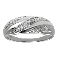 Silver ring with zirconia. Width:7,5mm. Stone(s) are fixed in setting.  Wave Stripes Grooves Rills Lines