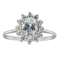 Silver ring with zirconia. Width:10,5mm. Height:12mm. Stone(s) are fixed in setting.  Flower Star