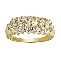 Silver ring with Gold-plated and zirconia. Width:7mm. Stone(s) are fixed in setting. Rounded. Shiny.