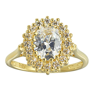 Silver ring Silver 925 Gold-plated zirconia