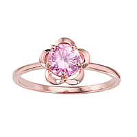 Bague argent avec Zircon et Revtement PVD (couleur or). Largeur:9mm. Pierre(s) fixe(s) par la monture. brillant.  Fleur