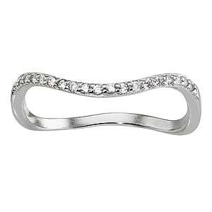 Silver ring platinized silver 925  zirconia Wave