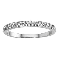 Zirkonia zilveren ring met geplatineerd zilver 925 . Breedte:2,4mm. Steen/stenen met vatting gefixeerd. Glanzend.