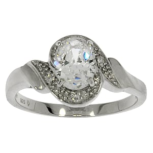 Bague argent Argent 925 rhodi Zircon