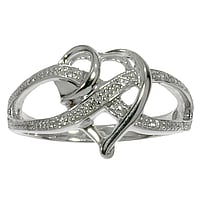 Silver ring with zirconia. Width:14mm. Shiny.  Heart Love Eternal Loop Eternity Everlasting Braided Intertwined 8 Love Affection