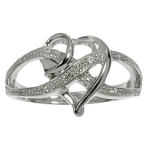 Anello argento Zircone Argento 925 rodiato Cuore Amore Eterno Eterna Passante Love Amore