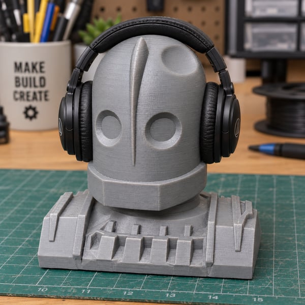 Image 3 of Iron Giant - Desktop Headphone Stand (With Moveable Head)