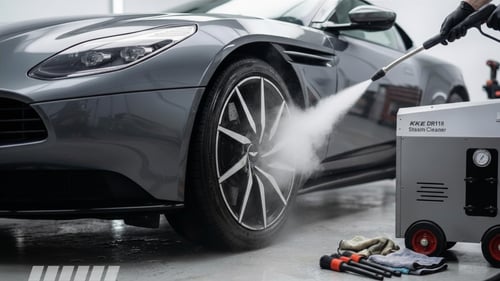 Alloy wheel steam cleaning with KKE DR118