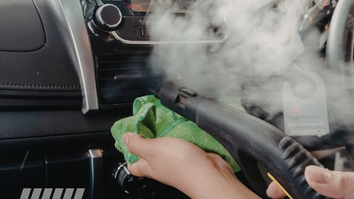 Dashboard cleaning by steam