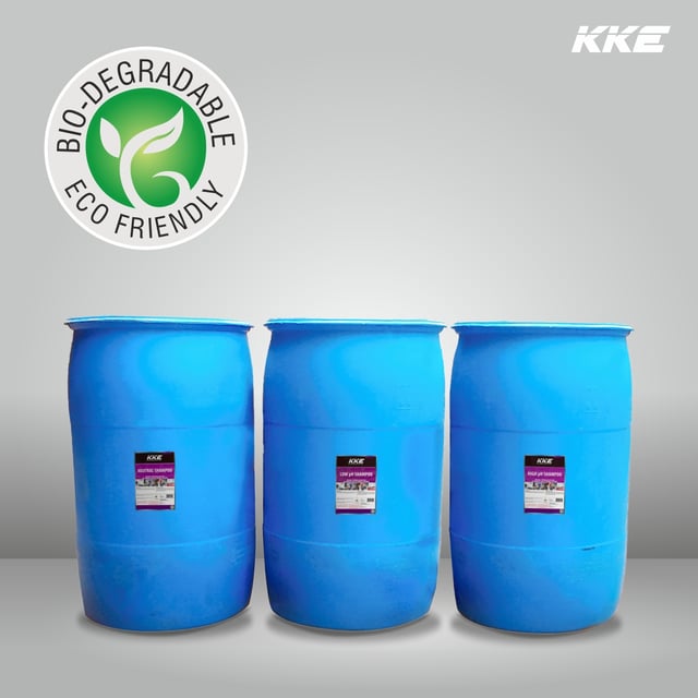 Three KKE wash chemical drums