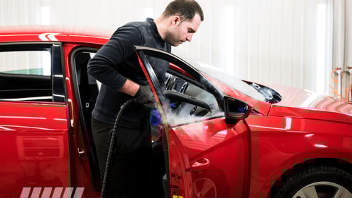 Car exterior steam cleaning