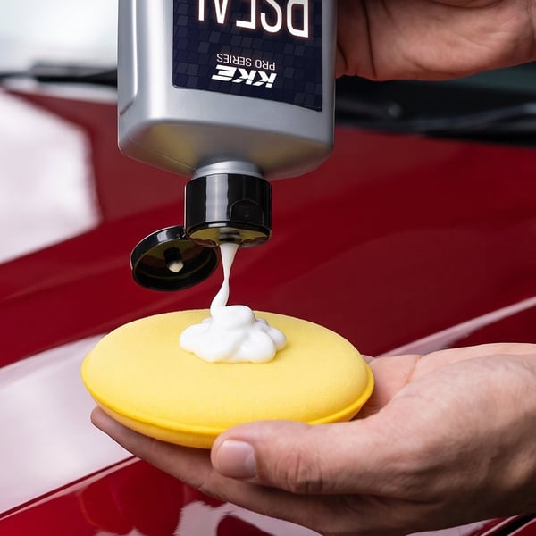 White Pro Seal cream dispensed onto a yellow foam applicator