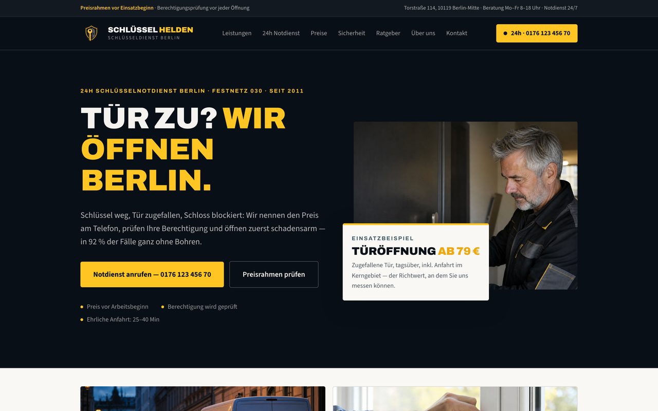Schlüssel Helden Webseite auf einem Monitor