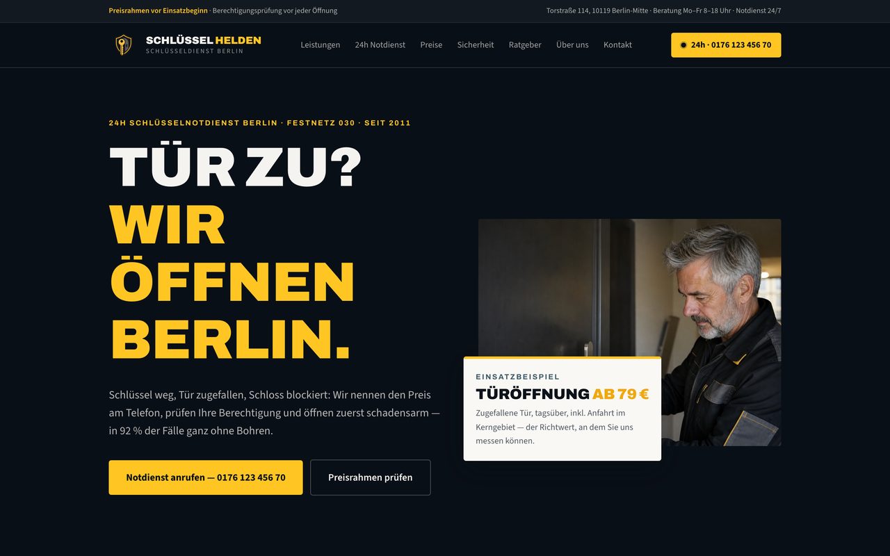 Schlüssel Helden Website auf einem Monitor