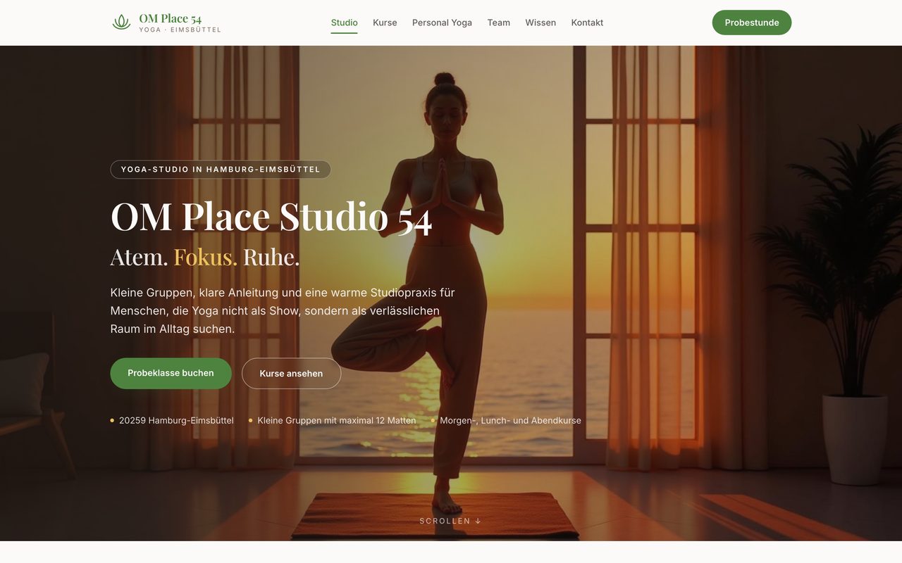 OM Place Studio 54 Website auf einem Monitor