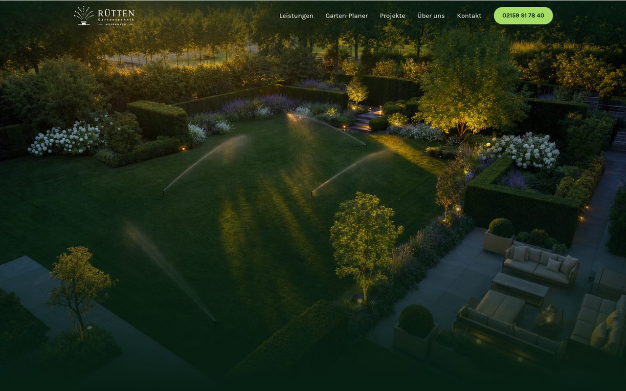 Rütten Gartentechnik Website auf einem Monitor