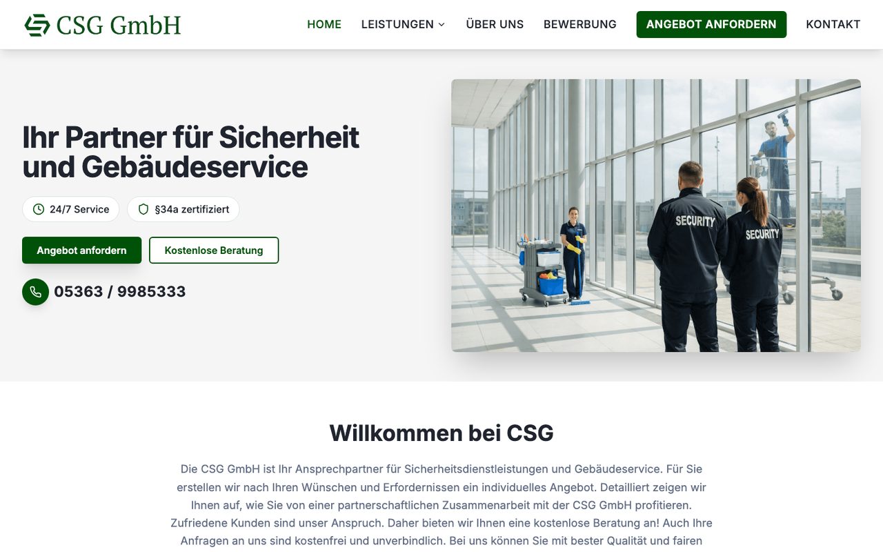 CSG Compass Security Guard Website auf einem Monitor
