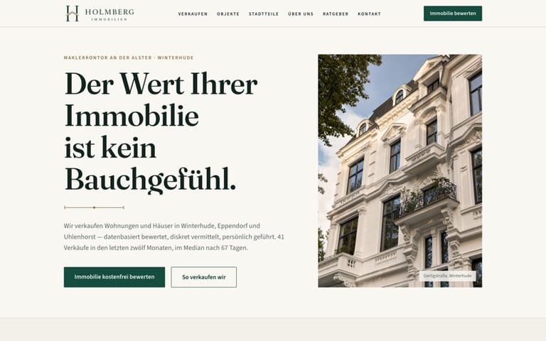 Holmberg Immobilien — Website-Referenz