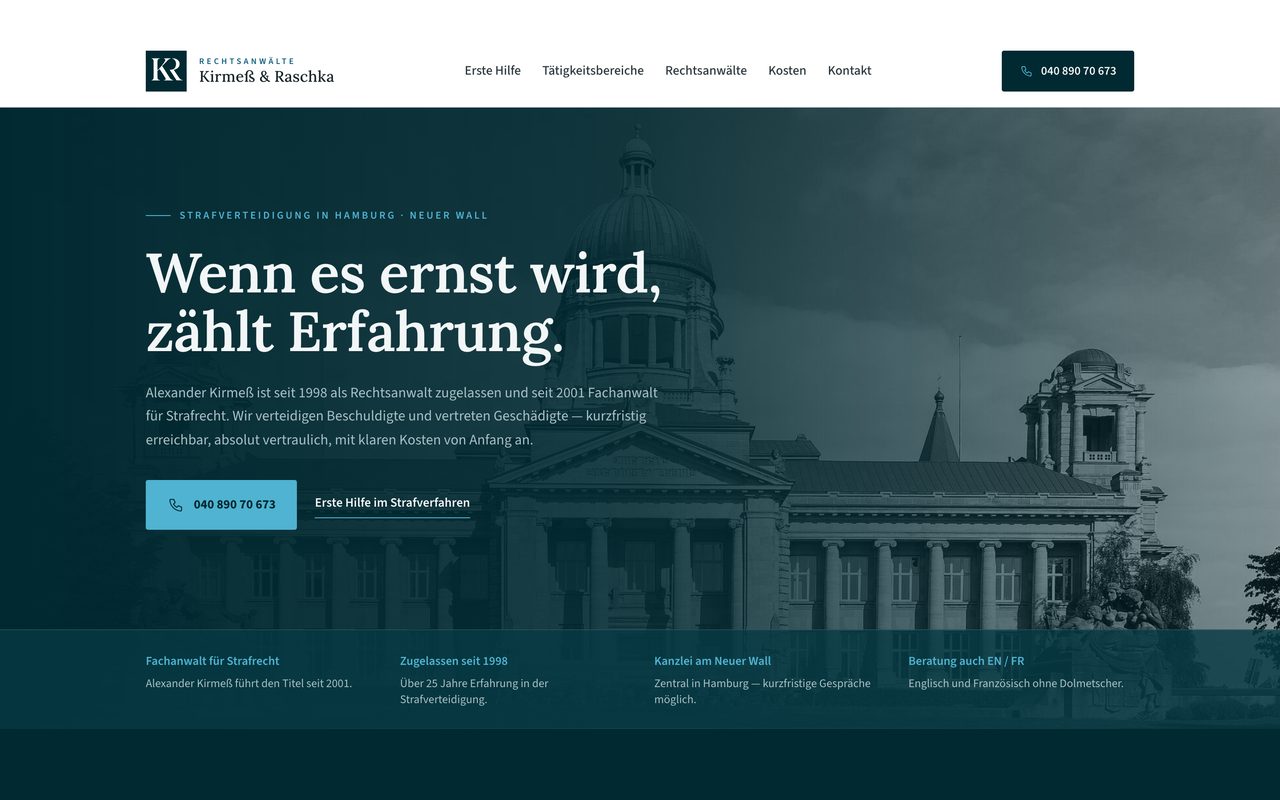 Kirmeß & Raschka Webseite auf einem Monitor