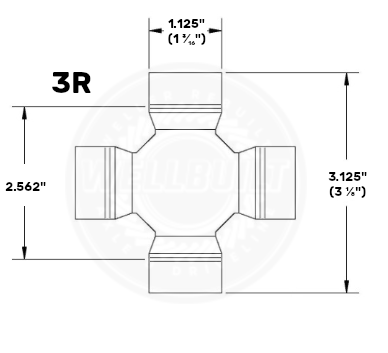 3R U-Joint Diagram with measurements