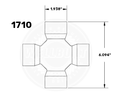 1710 U-Joint Diagram with measurements