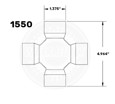 1550 U-Joint Diagram with measurements