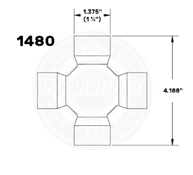 1480 U-Joint Diagram with measurements