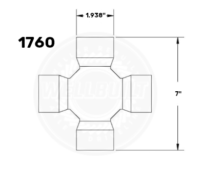 1760 U-Joint Diagram with measurements