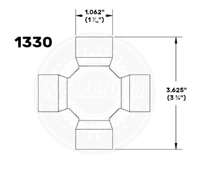 1330 U-Joint Diagram with measurements