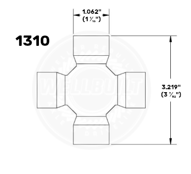 1310 U-Joint Diagram with measurements