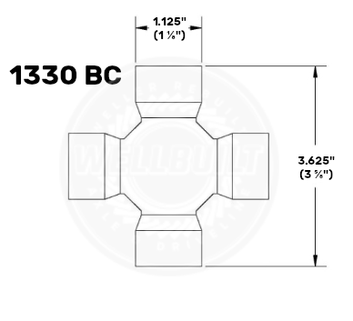 1330 B.C. U-Joint Diagram with measurements