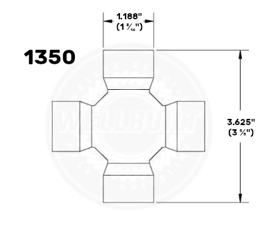 1350 U-Joint Diagram with measurements